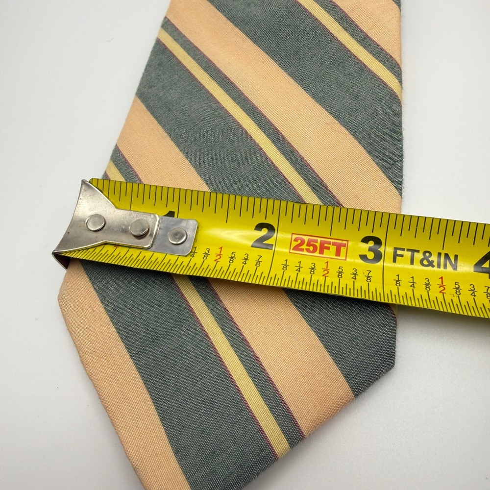 VINTAGE Polo Ralph Lauren Necktie Mens Green Striped Silk Hand Made Tie - Picture 2 of 4